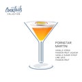 Pornstar martini cocktail recipe passion fruit vector illustration Royalty Free Stock Photo