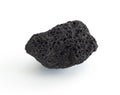 Porous black volcanic rock isolated on white background. Lava stone, pumice stone, or volcanic pumice with distinctive pores, Royalty Free Stock Photo