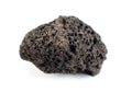 Porous black volcanic rock. Lava stone, pumice stone, or volcanic pumice with distinctive pores