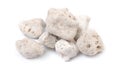 Porous white volcanic rock. Lava stone, pumice stone, or volcanic pumice with distinctive pores