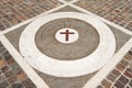 Porphyry Stone Floor with Marble Cross Royalty Free Stock Photo