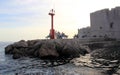 Porporela, 19th century pier, in the eastern part of the old town, at sunset, Dubrovnik, Croatia Royalty Free Stock Photo