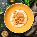 Porridge with cauliflower and sesame seeds, top view