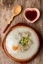 Porridge with egg and liver.