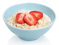 Porridge with fresh strawberry isolated