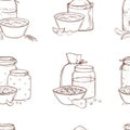 Porridge set. Vector seamless pattern