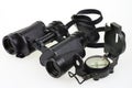 Porro binoculars and compass Royalty Free Stock Photo