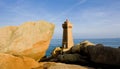 Pors Kamor lighthouse, Ploumanac& x27;h, Brittany, France Royalty Free Stock Photo