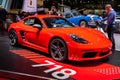 Porsch 718 Cayman T sports car at the 89th Geneva International Motor Show. Geneva, Switzerland - March 5, 2019 Royalty Free Stock Photo