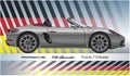 Porsche 718 Boxster car silhouette, vector illustration with flag germany