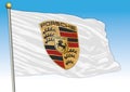 Porsche cars international group, flags with logo, illustration
