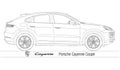 Porsche Cayenne coupe SUV car model, silhouette outlined, illustration