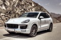 Porsche cayenne GTS in the rocky mountains Royalty Free Stock Photo