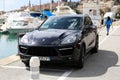 Porsche Cayenne Turbo SUV On The Port Of Menton Garavan In Franc