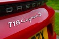 Porsche 718 Caymen S badge closeup Royalty Free Stock Photo