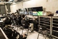 Porsche engineers and pit crew in the pits of Monza