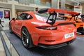 The Porsche 911 GT 3RS sportscar and Lego-made Porsche GT 3RS are on Dubai Motor Show 2017
