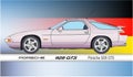 Porsche 928 GTS model vintage classic car, vector illustration with german flag