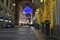 Beautiful view to the street for the Vittorio Emanuele II Gallery decorated for Christmas.