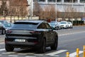 Porsche luxury car in traffic in Bucharest, Romania, 2022