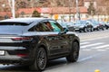 Porsche luxury car in traffic in Bucharest, Romania, 2022