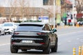 Porsche luxury car in traffic in Bucharest, Romania, 2022