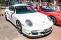 Porsche Panamera Sport Turismo at an exhibition of old cars in the Karmiel city Royalty Free Stock Photo