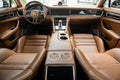 Porsche Panamera Turbo yellow interior Royalty Free Stock Photo