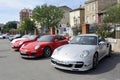 Porsche sports car rally on a parking