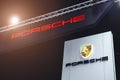 PORSCHE Supercar brand logo Motor expo or Motor show exhibition booth sign, German high performance sport automobile company.23