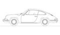 Porsche 901 vintage car, silhouette outlined on the white background Royalty Free Stock Photo