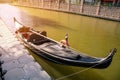 Porsuk creek and touristic gondola passing through Eskisehir city center