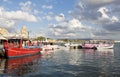 The port of Acre with colorful tourist ship