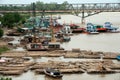 Port activities on Ayeyarwaddy river,Myanmar. Royalty Free Stock Photo