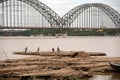 Port activities on Ayeyarwaddy river,Myanmar. Royalty Free Stock Photo