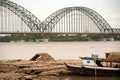 Port activities on Ayeyarwaddy river,Myanmar. Royalty Free Stock Photo