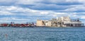 Port activity, grains silos and cargo shipping business in Montreal