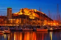 Port of Alicante in night. , Spain Royalty Free Stock Photo
