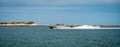 PORT ARANSAS, TX - 12 FEB 2023: Coast Guard boat speeds on water