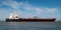 PORT ARANSAS, TX - 18 FEB 2023: Starboard view of an OIL Tanker Ship