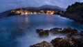 Port of Asos in Greece on the Zakynthos island during blue hour Royalty Free Stock Photo