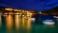 Port of Asos in Greece on the Zakynthos island during blue hour Royalty Free Stock Photo