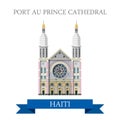 Port au Prince Cathedral in Haiti flat vector illu