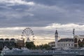 Port Authority buildings with clock tower in the harbor of Valencia, Spain