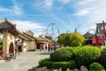 PORT AVENTURA, SPAIN - october, 31,2021. Attractions Shambhala and Dragon Khan in the theme park Port Aventura in city Royalty Free Stock Photo