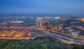 Port of Barcelona. night city view