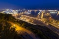 Port of Barcelona. night city view