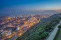 Port of Barcelona. night city view