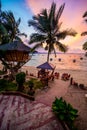 Port Barton Beach at sunset on paradise island, tropical travel destination - Port Barton, San Vicente, Palawan, Philippines