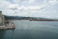 Port basin of Puerto Cabello with moored ships in container and general cargo terminal. Royalty Free Stock Photo